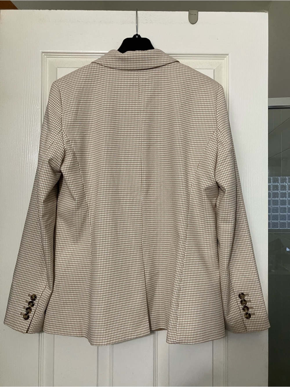 Ann Taylor Beige and Cream Checked Single-Button Blazer - Picture 3 of 3